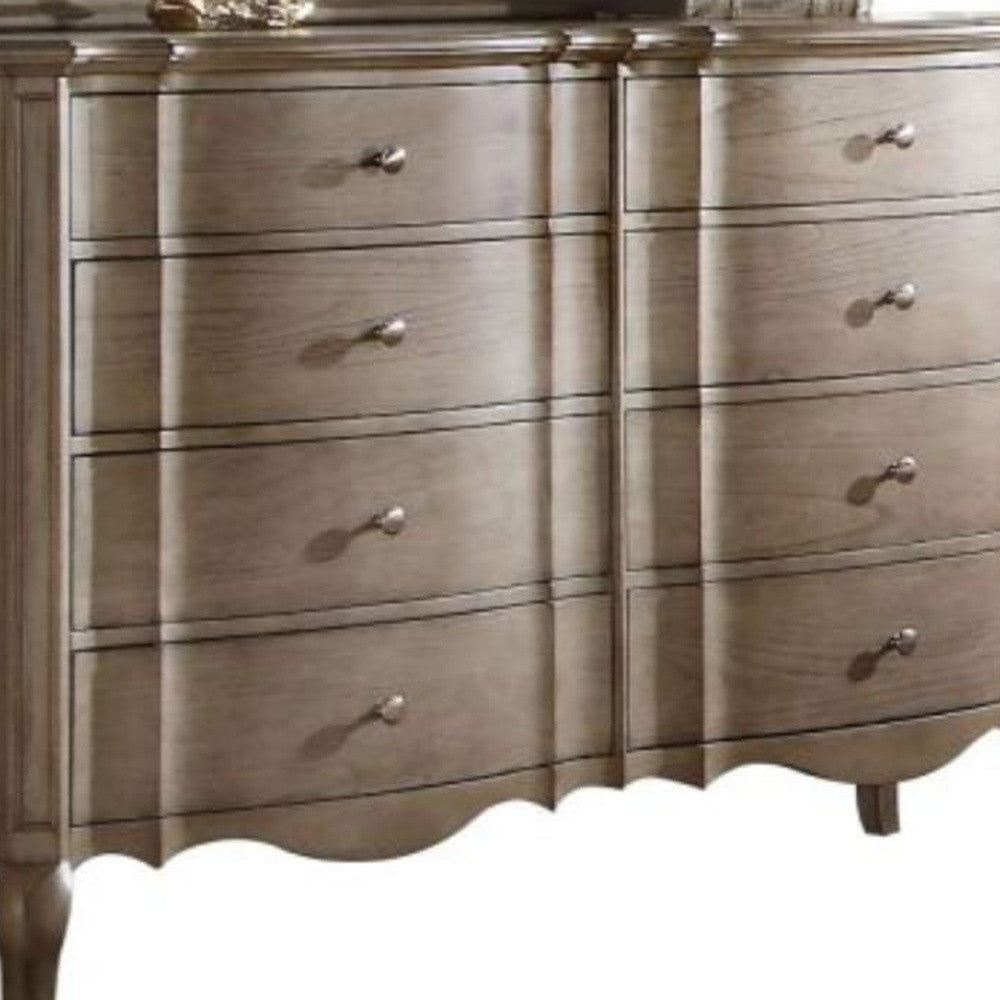 64" Antique Taupe Solid And Manufactured Wood Eight Drawer Standard Dresser