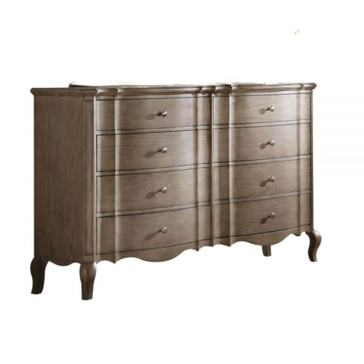 64" Antique Taupe Solid And Manufactured Wood Eight Drawer Standard Dresser