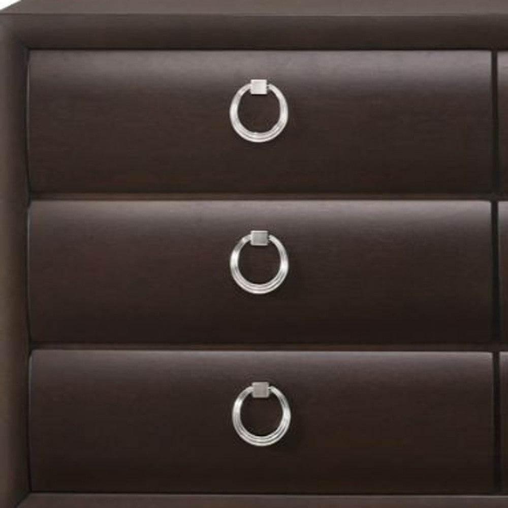 63" Dark Merlot Manufactured Wood Six Drawer Double Dresser