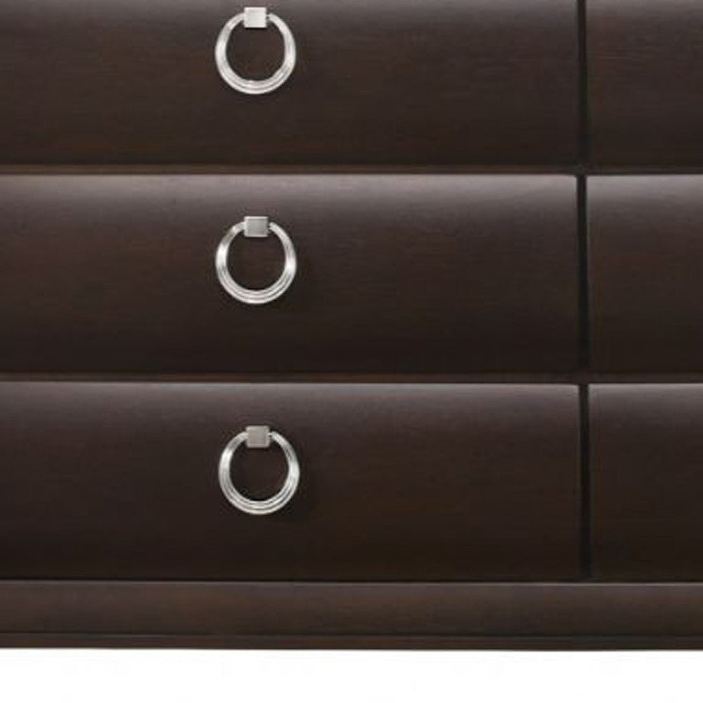 63" Dark Merlot Manufactured Wood Six Drawer Double Dresser