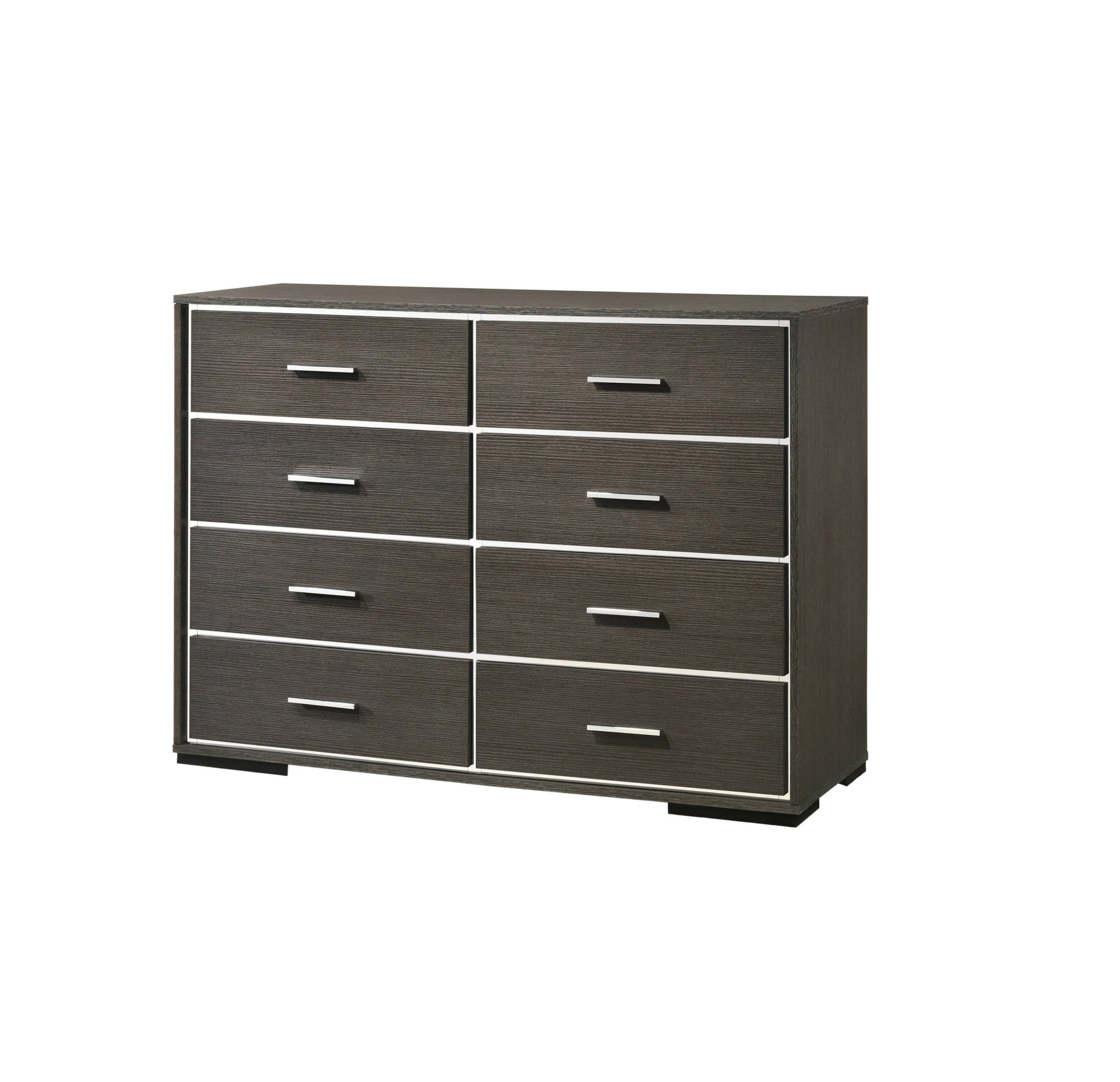 57" Gray Oak Manufactured Wood Eight Drawer Standard Dresser