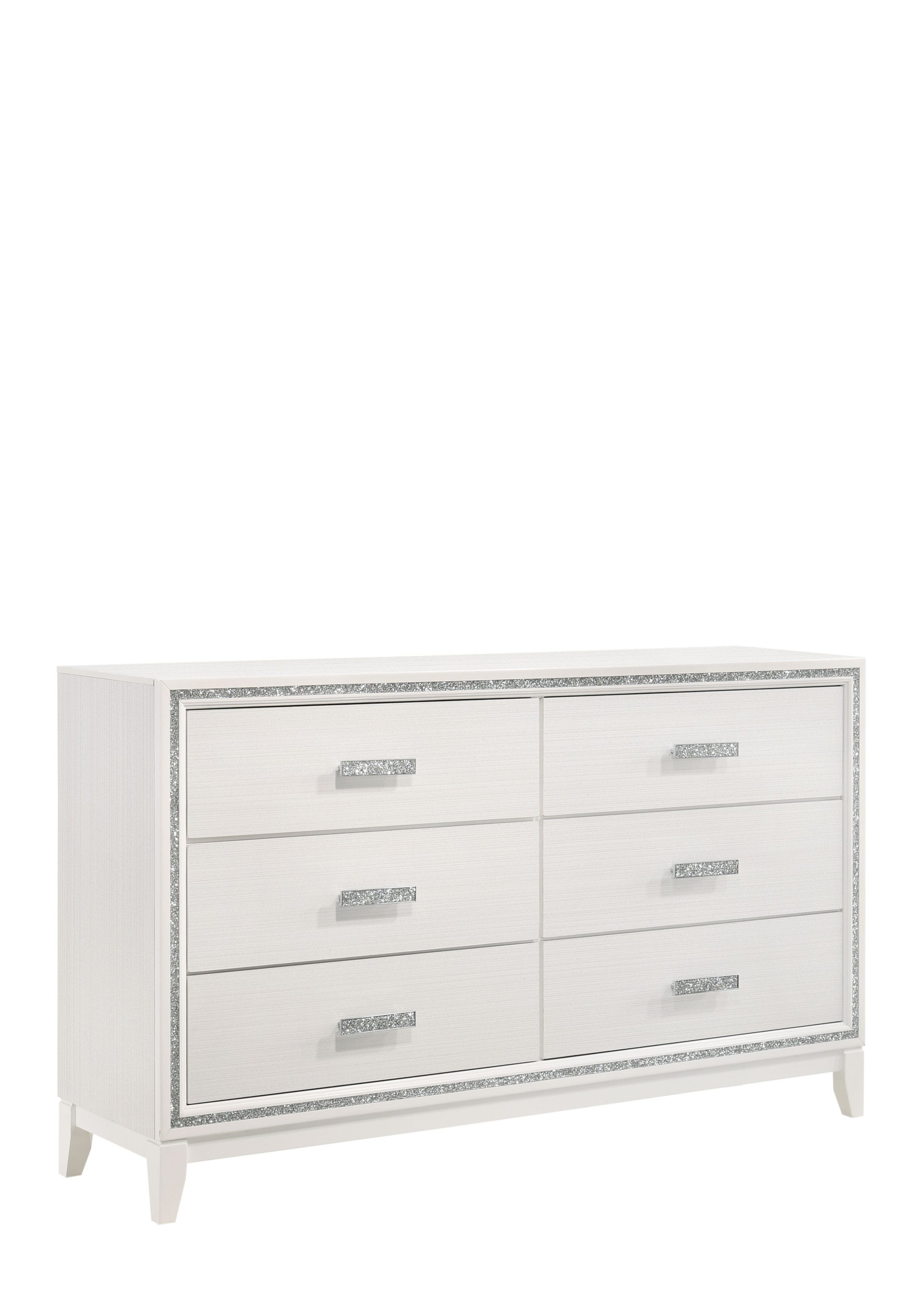 63" White Finish Manufactured Wood Six Drawer Standard Dresser
