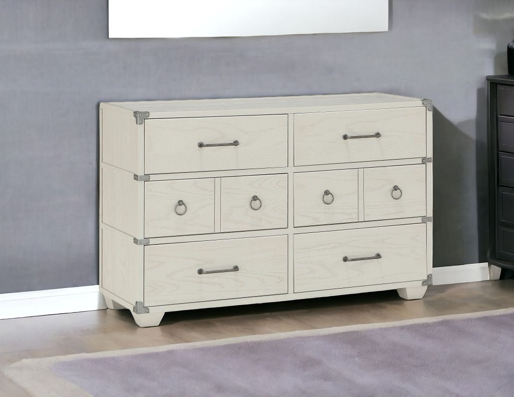 54" Gray Finish Manufactured Wood Six Drawer Standard Dresser