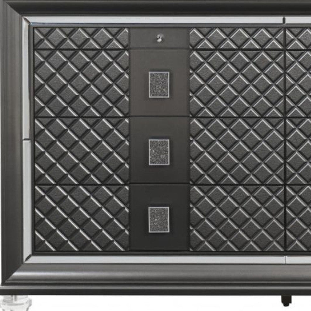 65" Metallic Gray Solid And Manufactured Wood Eight Drawer Standard Dresser