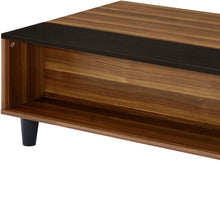 Walnut And Black Paper Veneer Rectangular Lift Top Coffee Table With Shelf 47