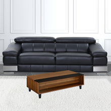 Walnut And Black Paper Veneer Rectangular Lift Top Coffee Table With Shelf 47