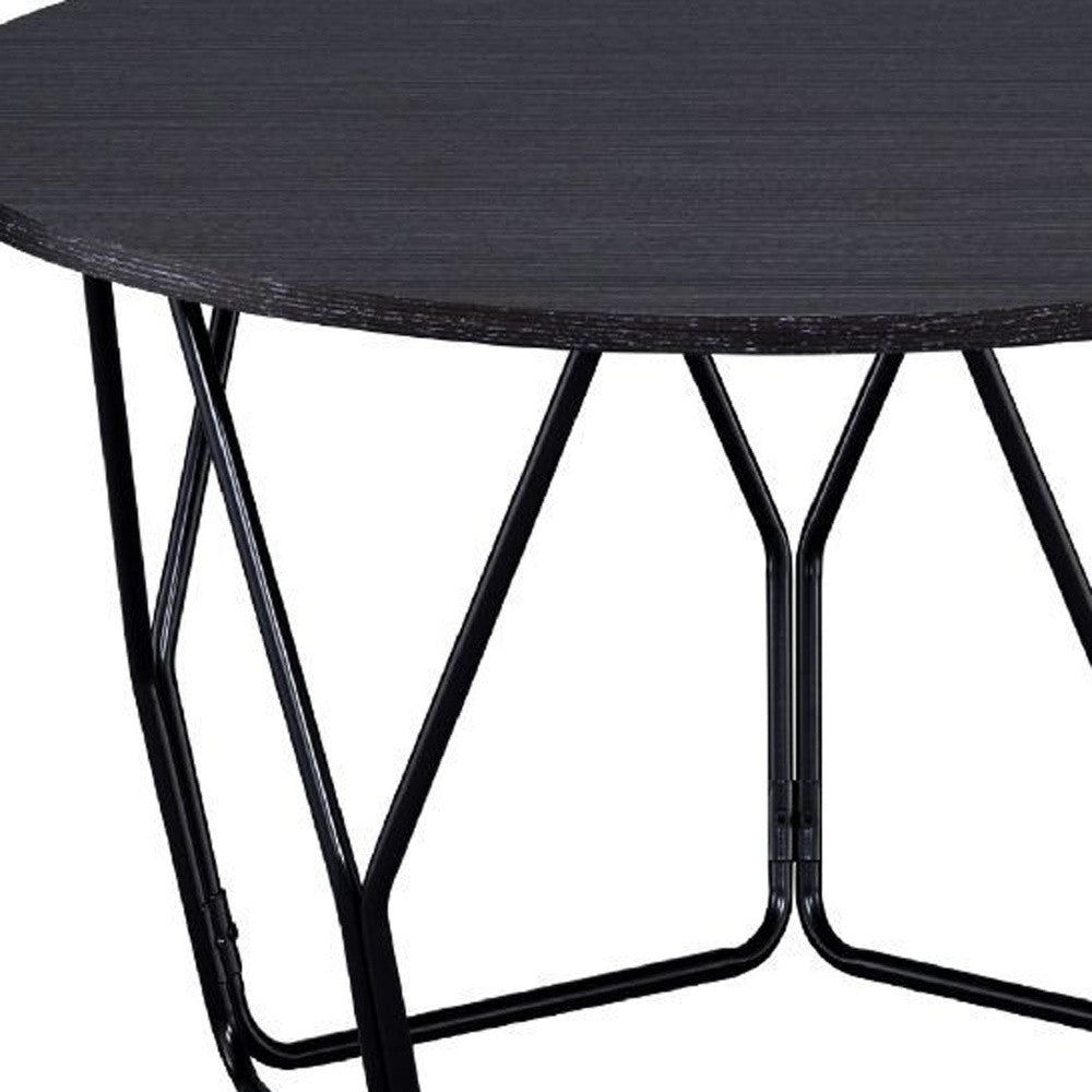 Mesa de centro Geo Base de chapa de metal negro y marrón oscuro de 32"