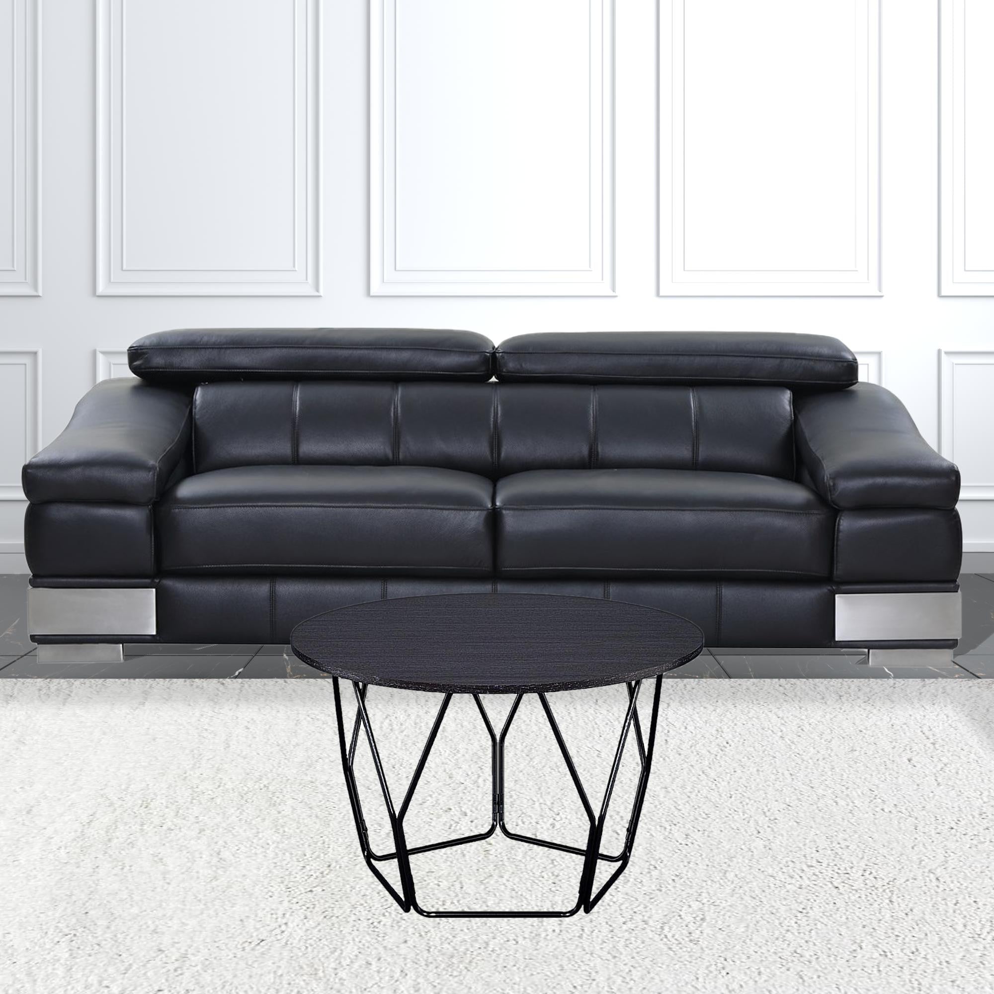 Mesa de centro Geo Base de chapa de metal negro y marrón oscuro de 32"