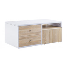 Mesa de centro rectangular de madera blanca de alto brillo de 47