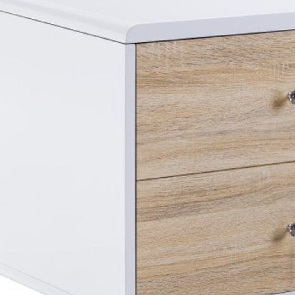 Mesa de centro rectangular de madera blanca de alto brillo de 47" con cuatro cajones
