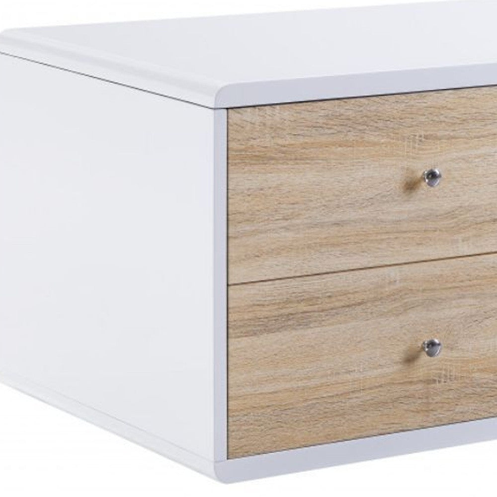 Mesa de centro rectangular de madera blanca de alto brillo de 47" con cuatro cajones