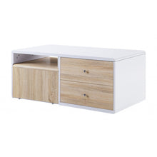 Mesa de centro rectangular de madera blanca de alto brillo de 47