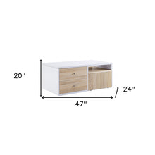 Mesa de centro rectangular de madera blanca de alto brillo de 47