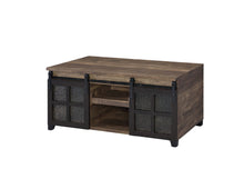 Mesa de centro rectangular de madera de roble rústico y negro de 47