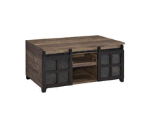 Mesa de centro rectangular de madera de roble rústico y negro de 47