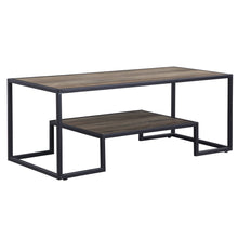 Mesa de centro rectangular de metal y chapa de roble rústico y negro de 45