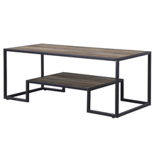 Mesa de centro rectangular de metal y chapa de roble rústico y negro de 45