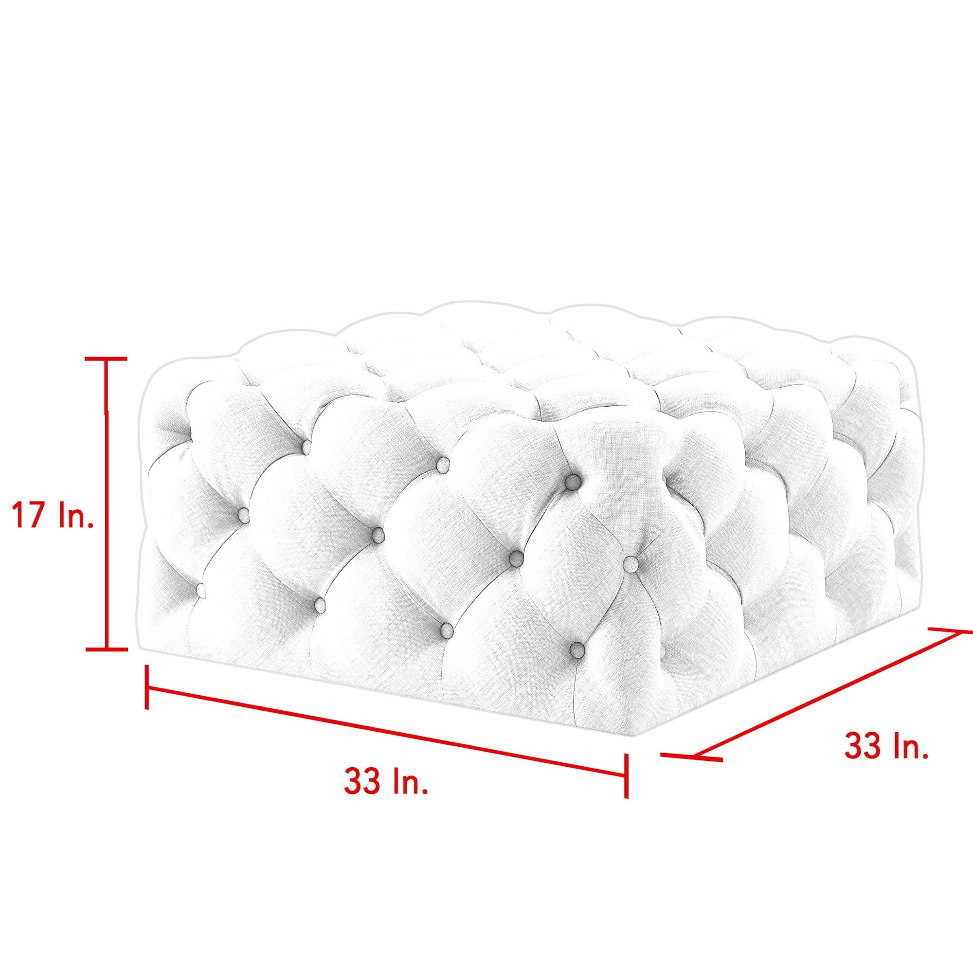 33" Blanco crema 100% lino con otomana de cóctel capitoné negro