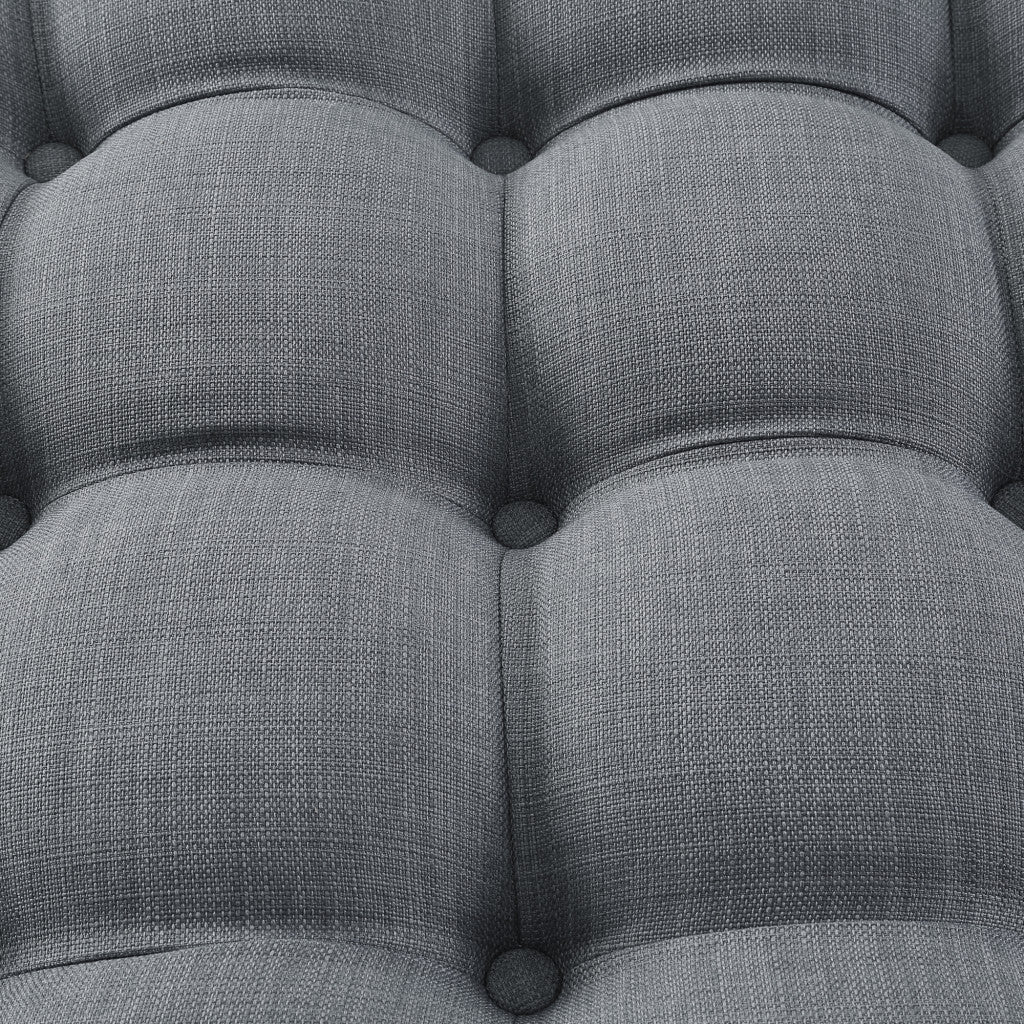 33" gris claro 100% lino con otomana de cóctel capitoné negro