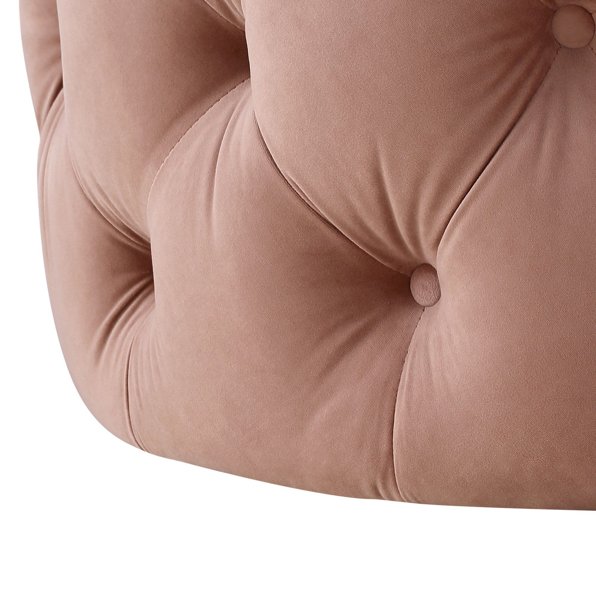 33" Blush Velvet With Black Tufted Round Cocktail Ottoman