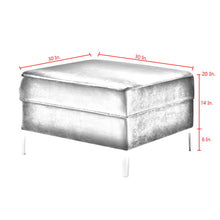 Otomana con almacenamiento de terciopelo morado y plata de 30