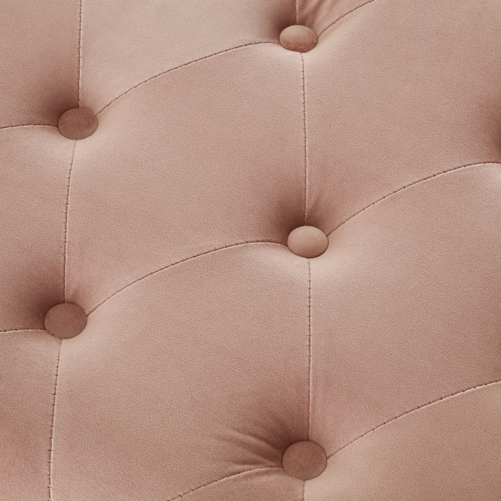 Otomana de almacenamiento de medio círculo con mechones negros y terciopelo rubor de 44"