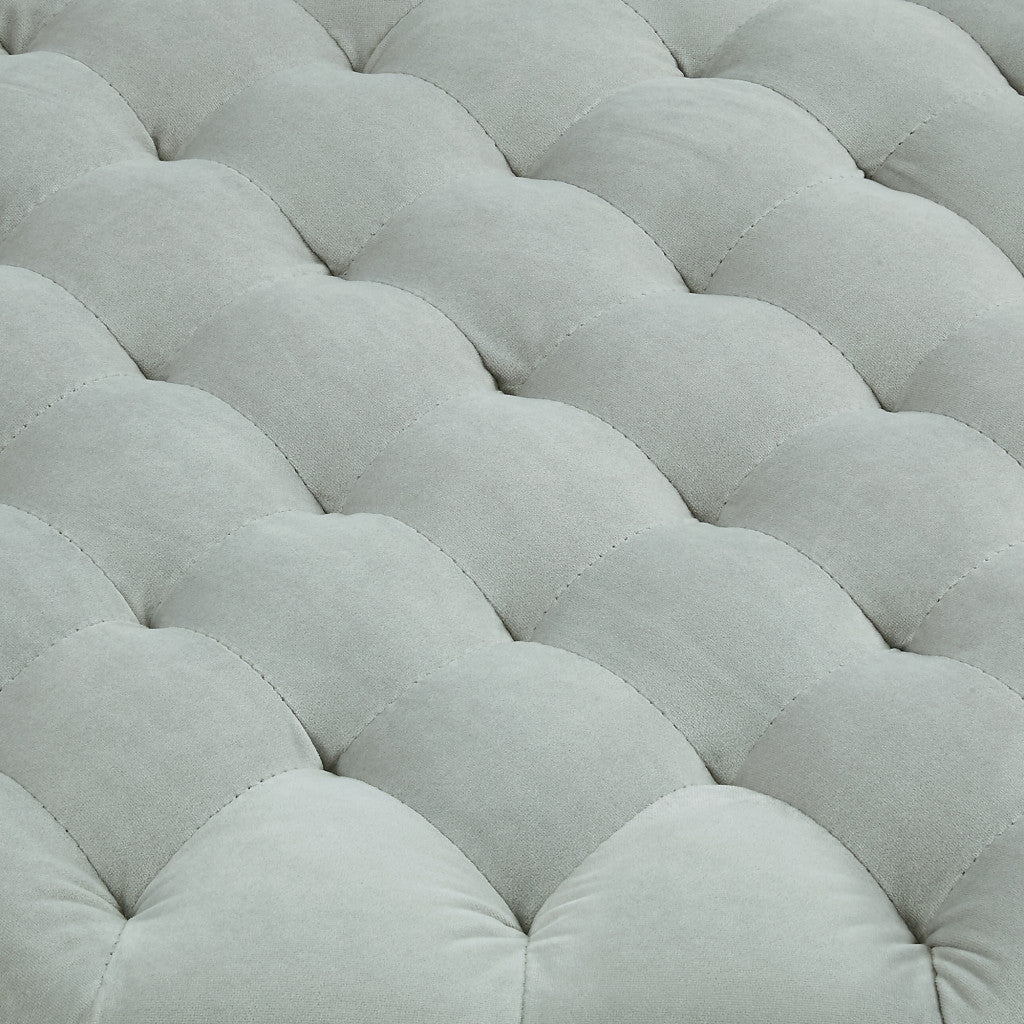 25" Light Gray Velvet And Black Tufted Specialty Storage