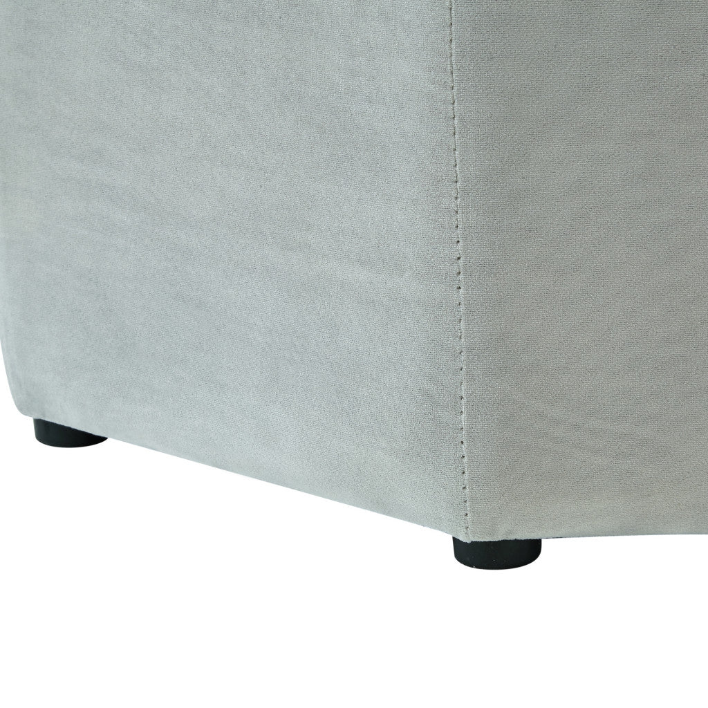 25" Light Gray Velvet And Black Tufted Specialty Storage