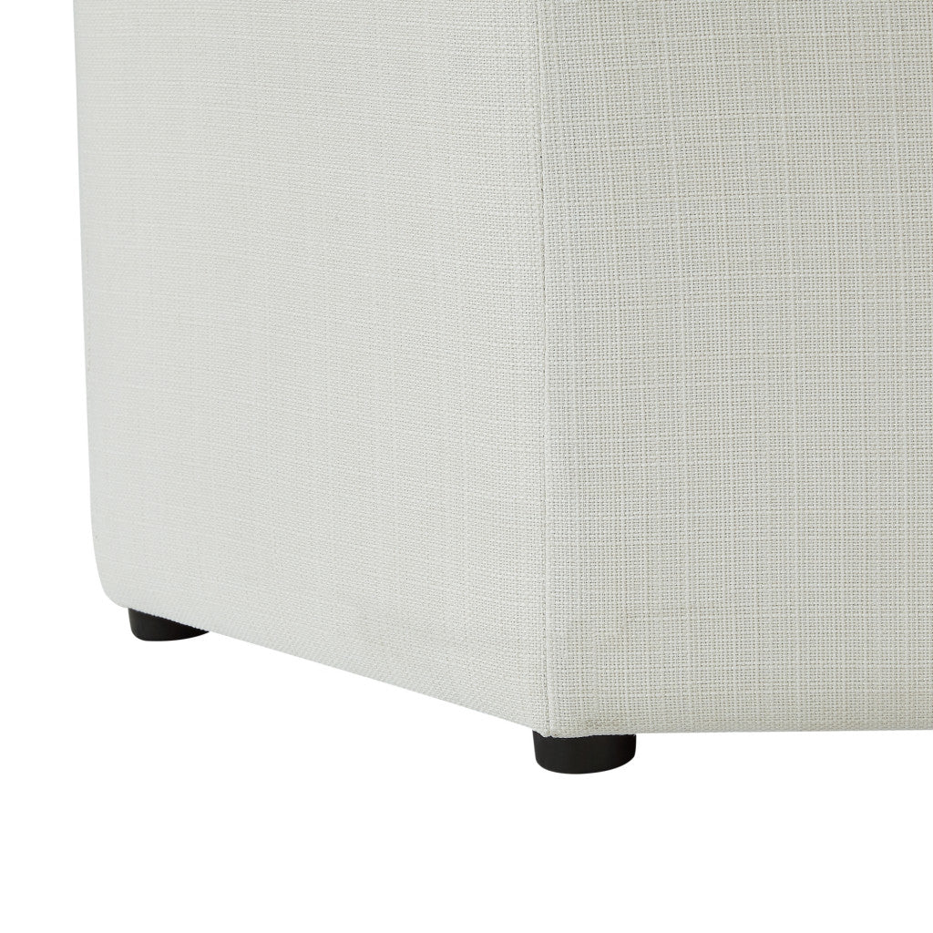 Otomana de almacenamiento especial capitoné negro y lino blanco de 25"