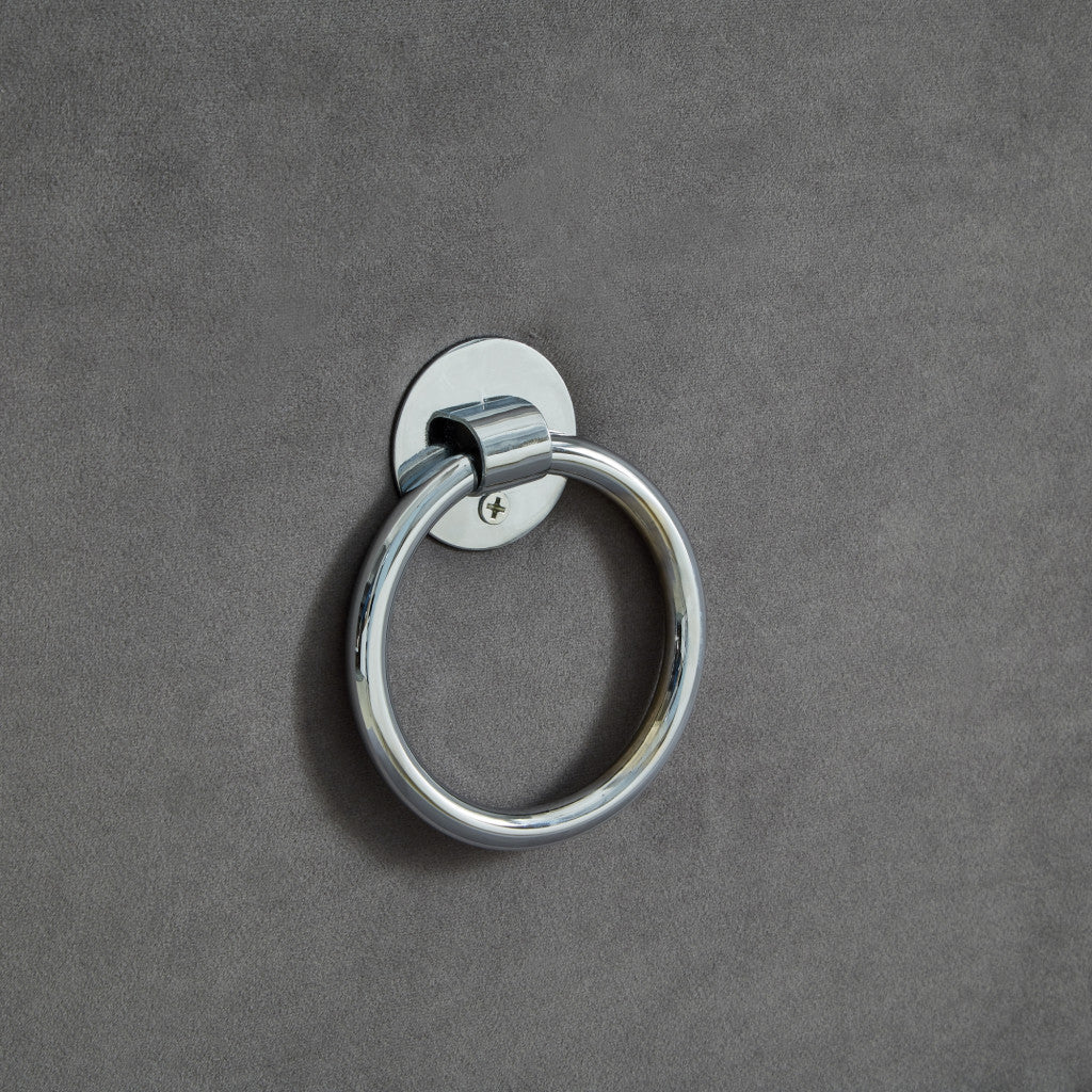 18" Gray Velvet And Black Tufted Storage