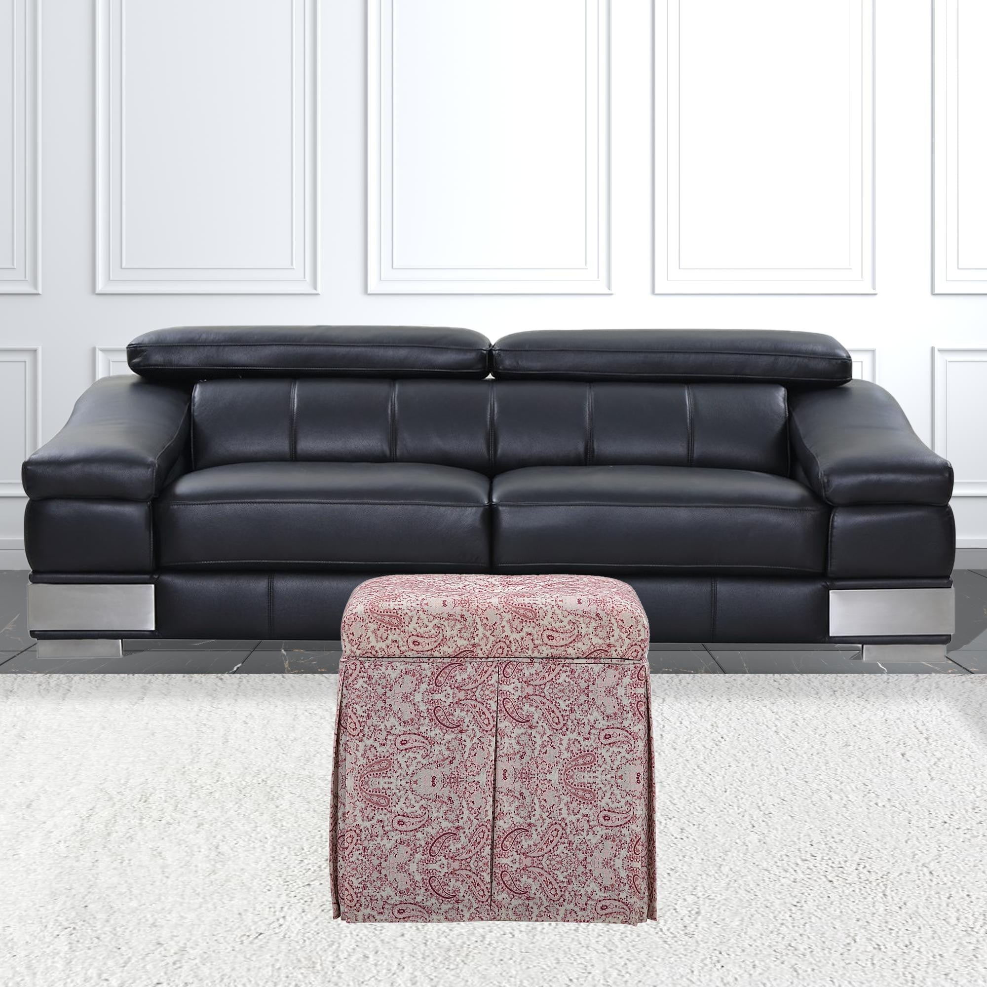 19" Red Linen Paisley Storage