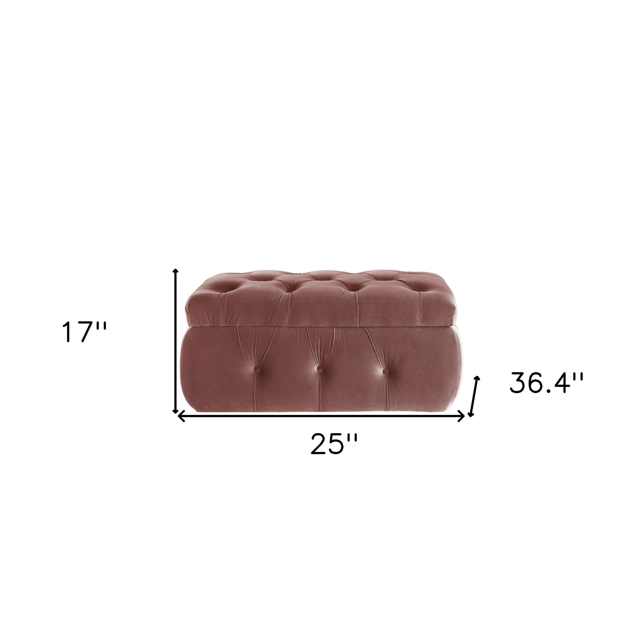 25" Blush Velvet Tufted Storage