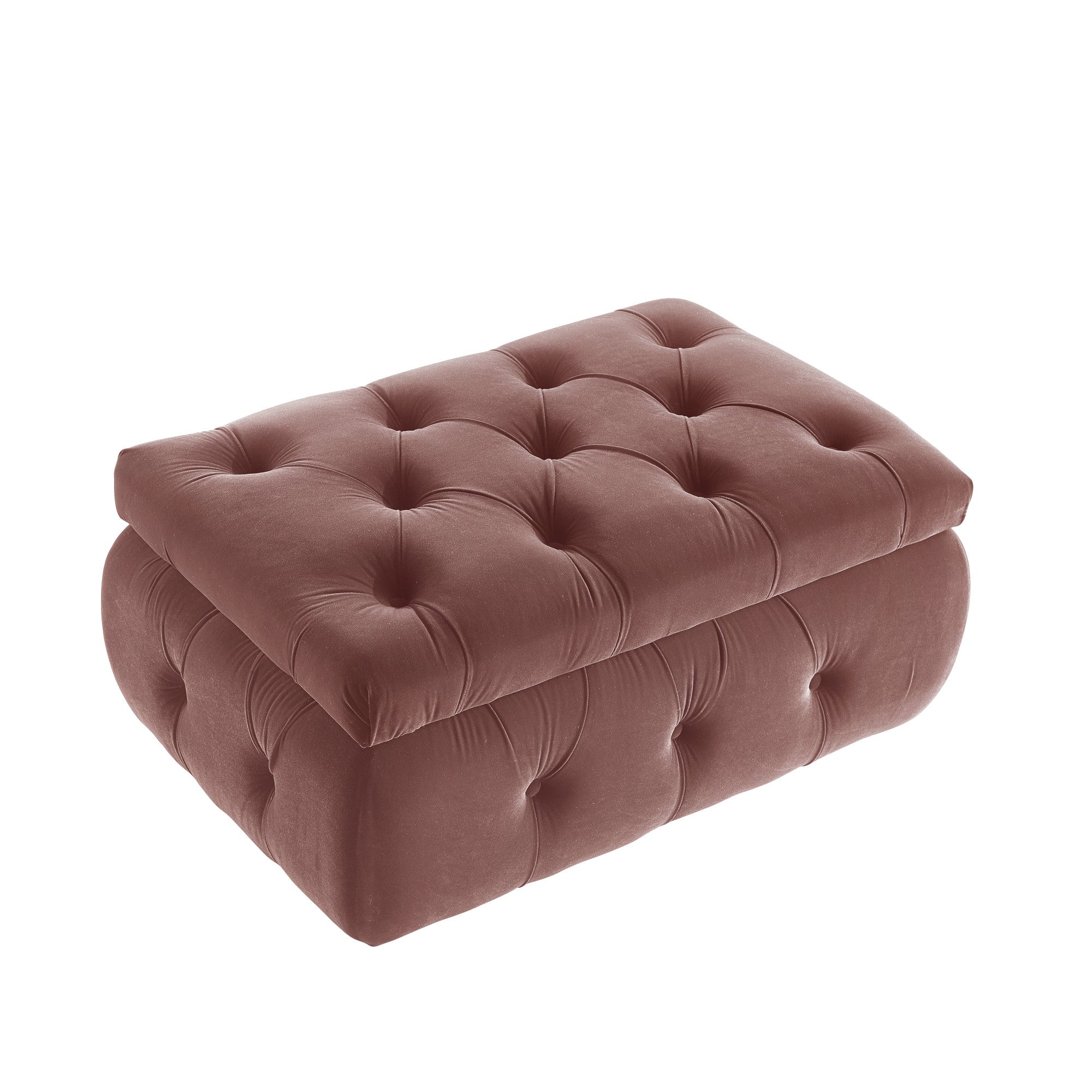 25" Blush Velvet Tufted Storage