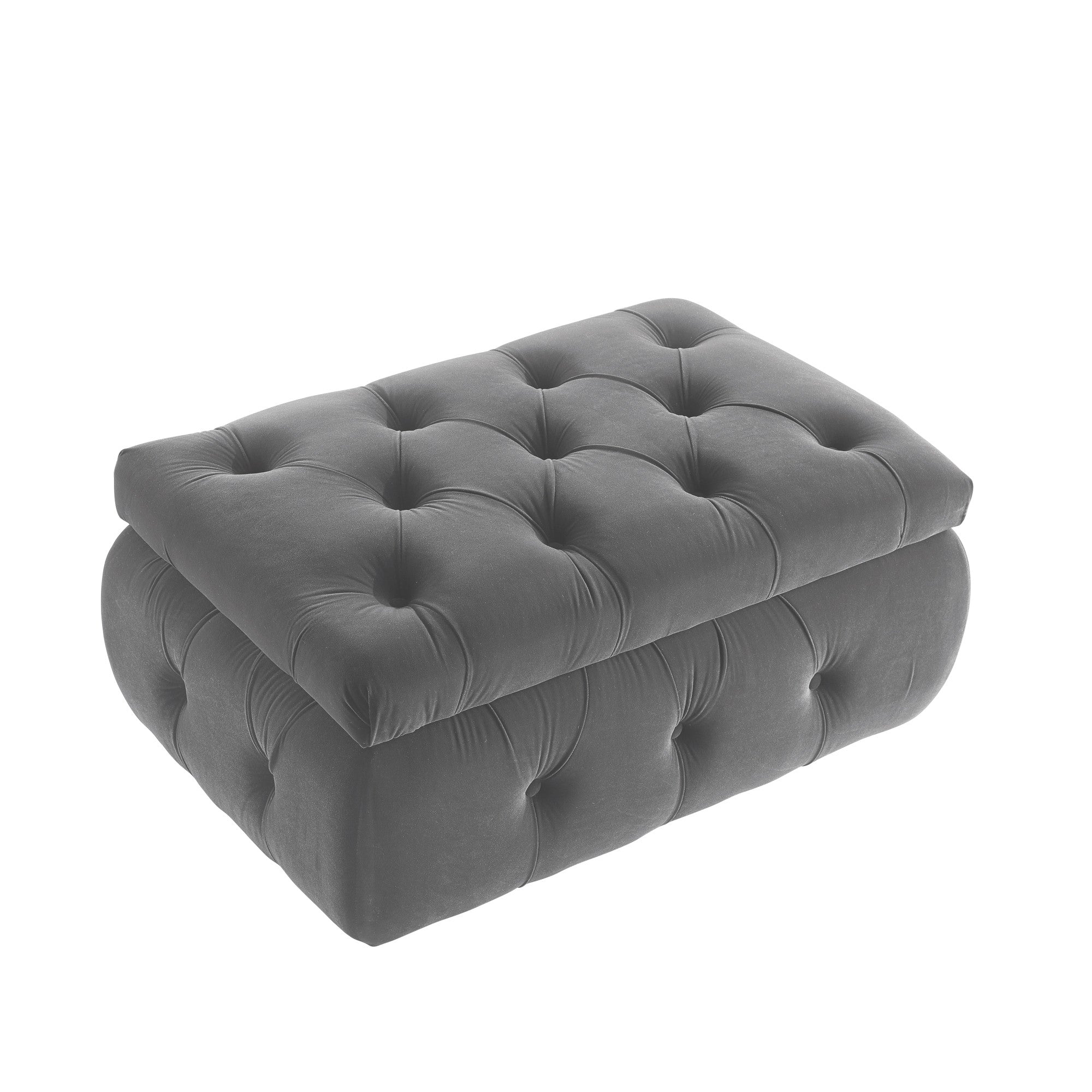 25" Gray Velvet Tufted Storage