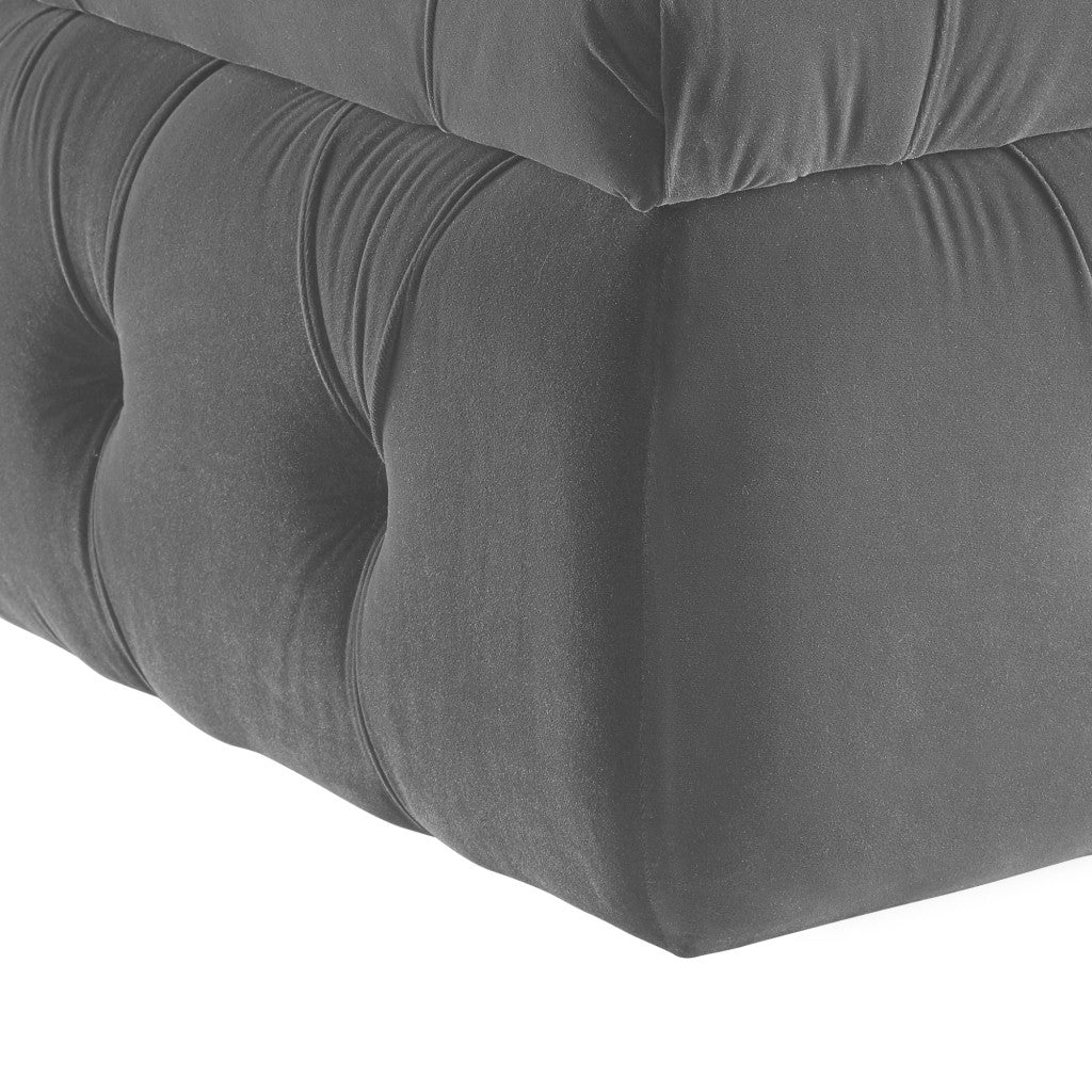 25" Gray Velvet Tufted Storage
