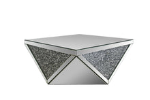 Mirrored Wood Square Top Geo Base Coffee Table 38