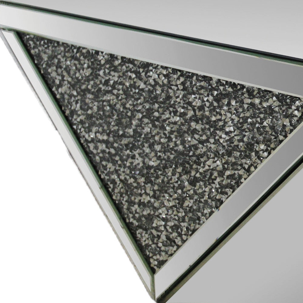 Mirrored Wood Square Top Geo Base Coffee Table 38"