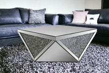 Mirrored Wood Square Top Geo Base Coffee Table 38