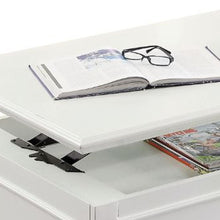 White Washed Veneer And Solid Wood Lift Top Coffee Table With Two Drawers 48
