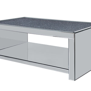 48" Mirrored Mirrored And Manufactured Wood Rectangular Mirrored Coffee Table With Shelf