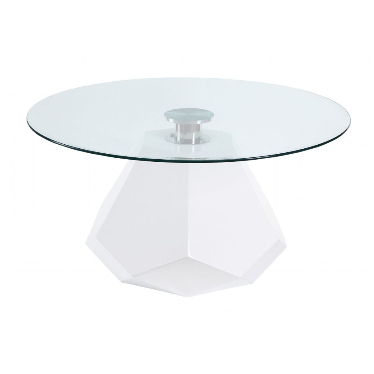 White And Clear Glass And Manufactured Wood Round Coffee Table 34"