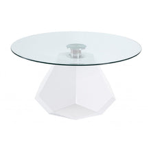 White And Clear Glass And Manufactured Wood Round Coffee Table 34