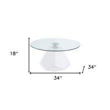 White And Clear Glass And Manufactured Wood Round Coffee Table 34