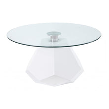 White And Clear Glass And Manufactured Wood Round Coffee Table 34