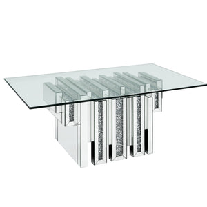 47" Mirrored And Clear Glass And Manufactured Wood Rectangular Mirrored Coffee Table