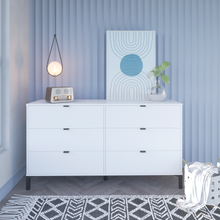 White and Black Six Drawer Double Dresser 59