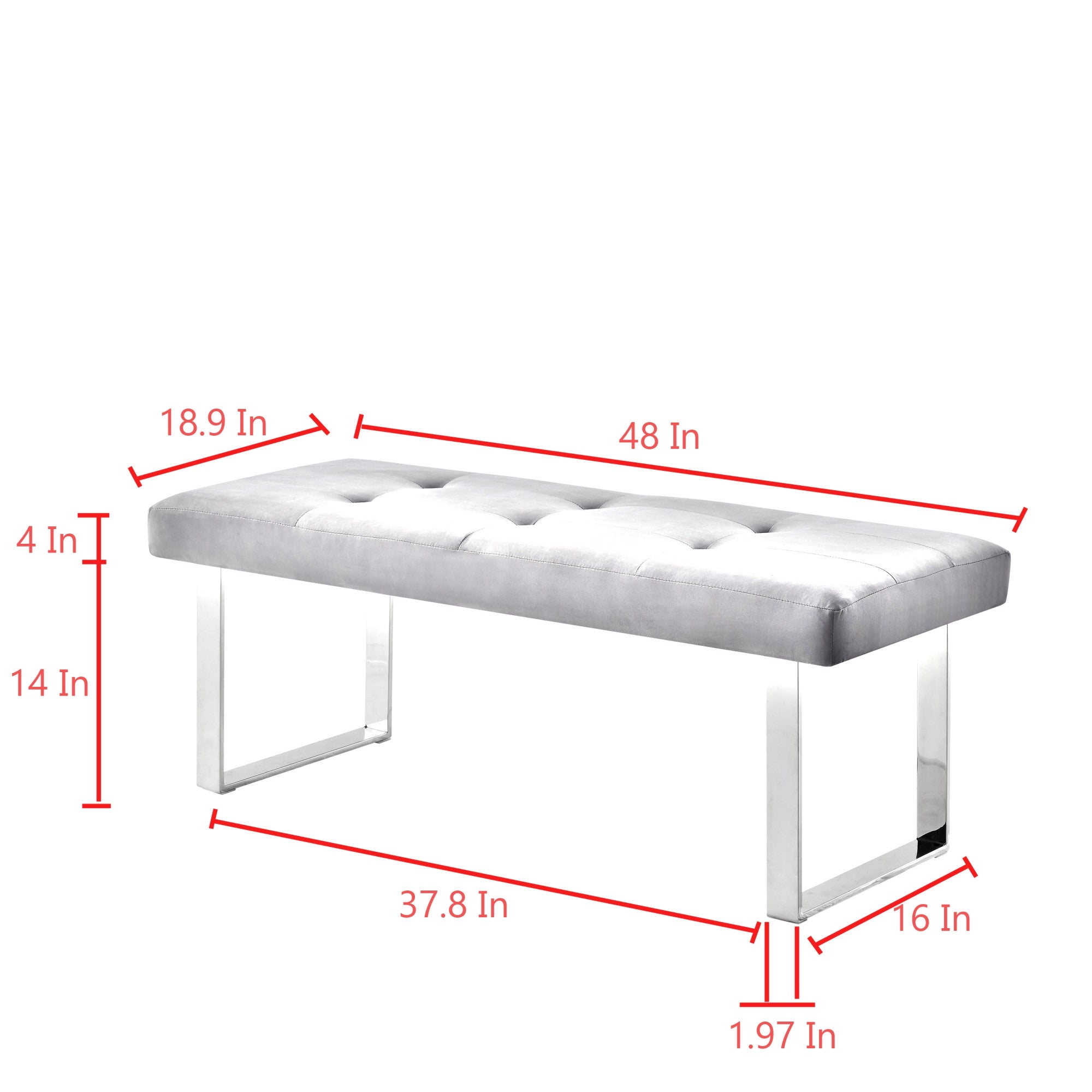 19" Silver And Navy Blue Upholstered Velvet Bedroom Bench