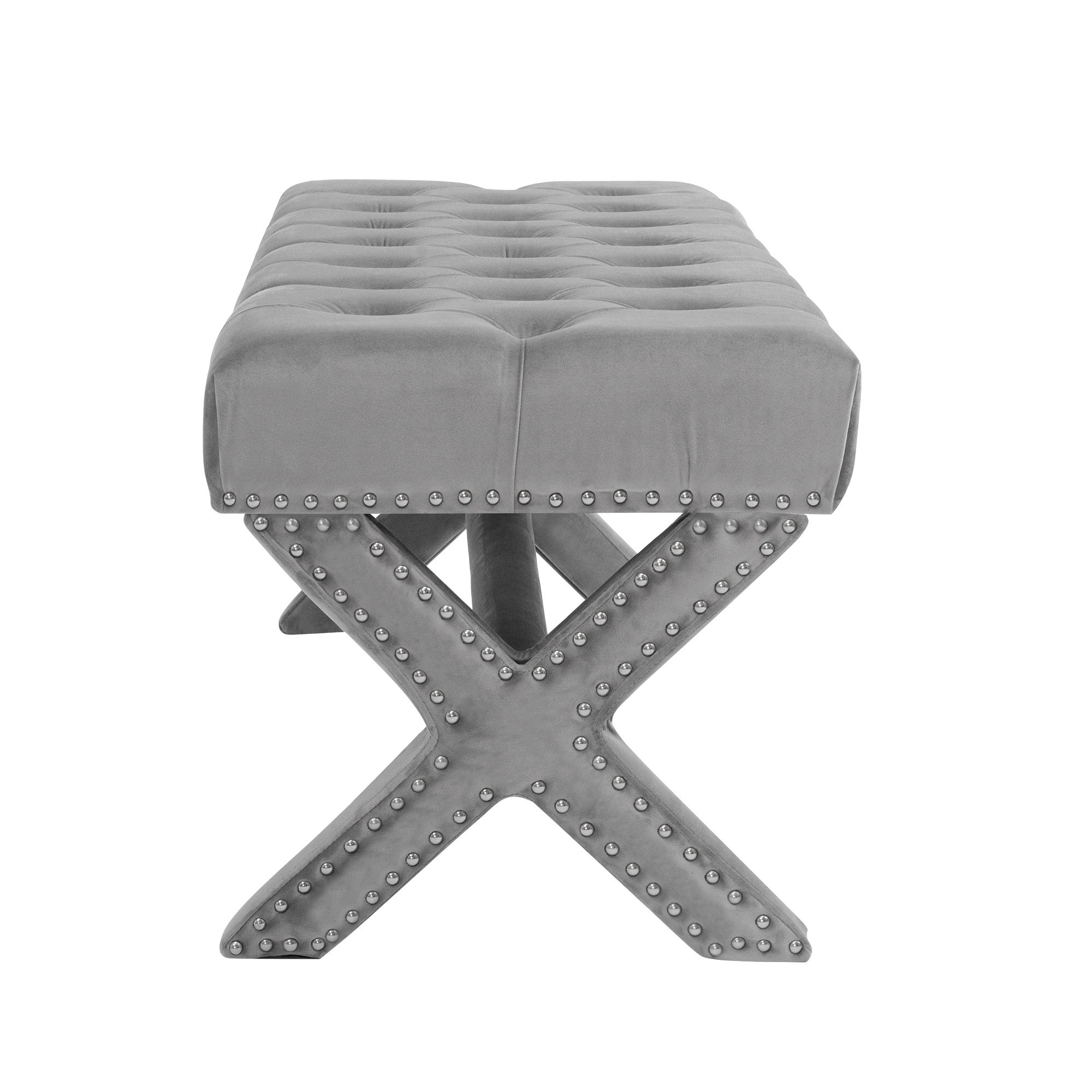 20" Gray Upholstered Velvet Bedroom Bench