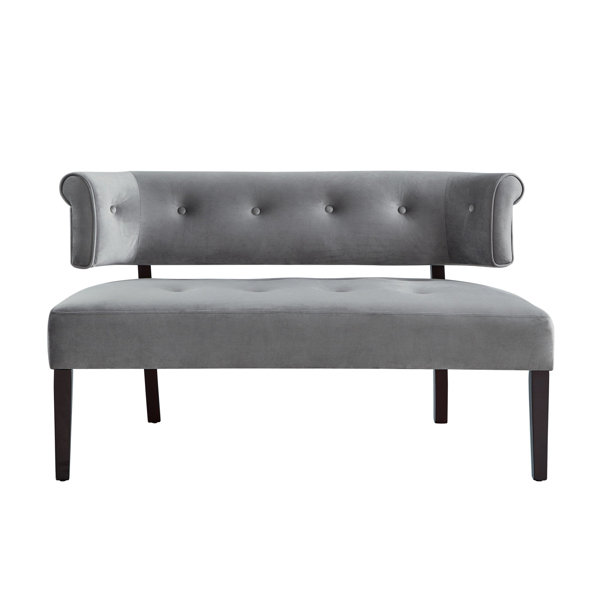 48" Gray And Brown Upholstered Velvet Bench