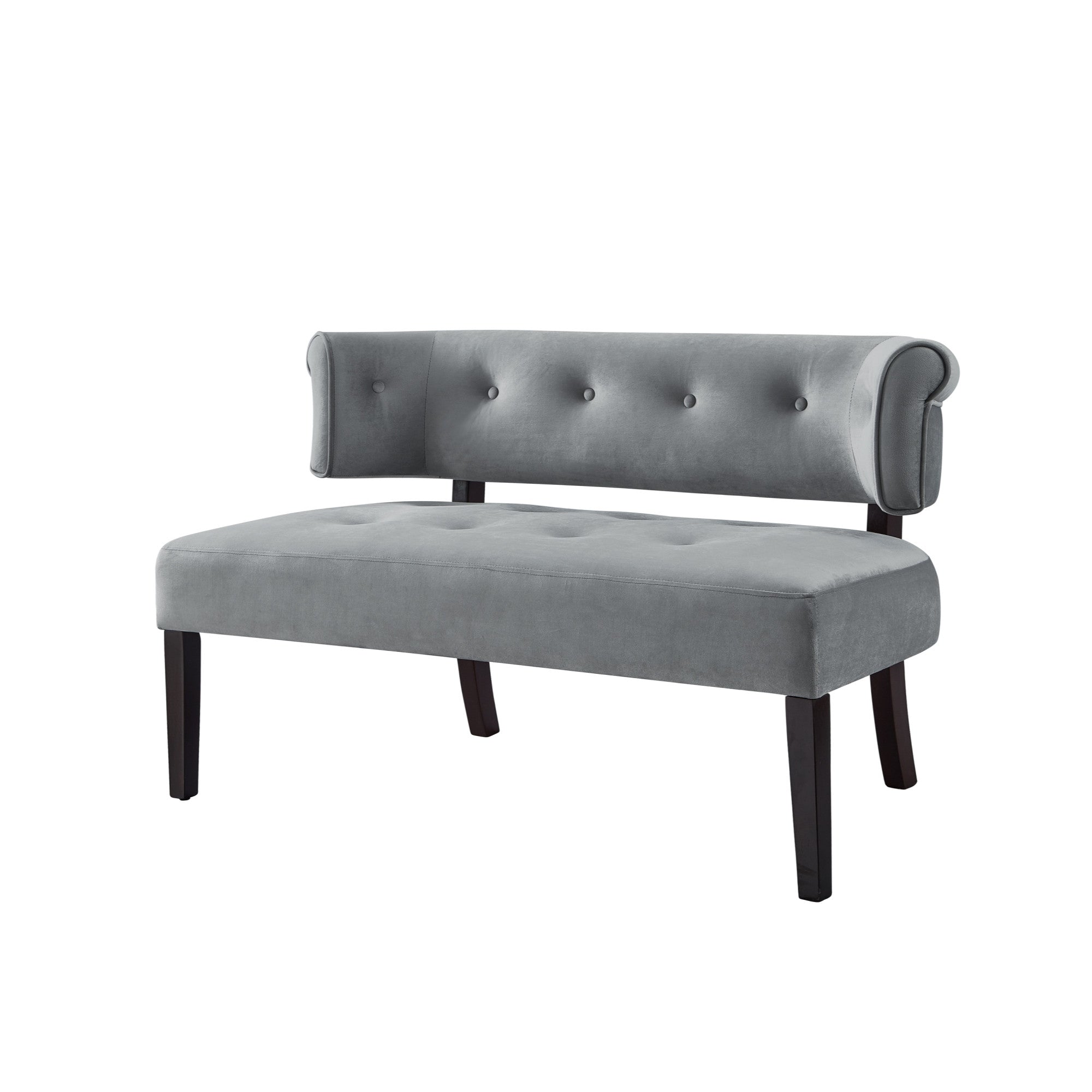 48" Gray And Brown Upholstered Velvet Bench